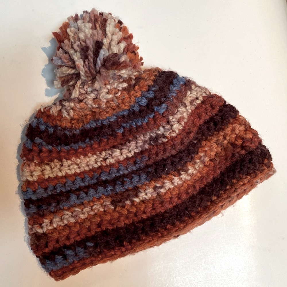 Hand knitted hat earth tones